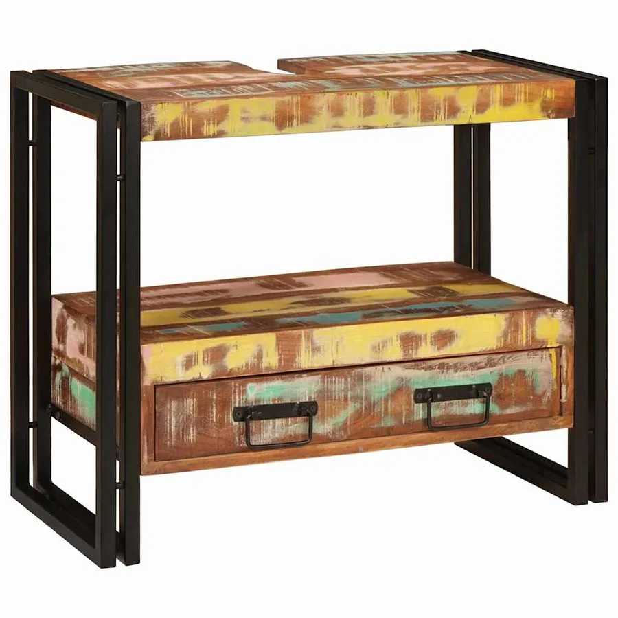 Armoire de coiffeuse Multicolore Bois Recyclé Solide - 4
