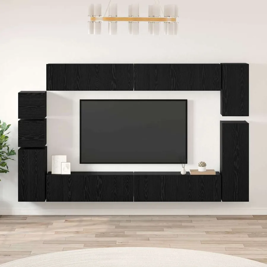 Ensemble meuble TV 9 pcs Chêne noir Bois d'ingénierie
