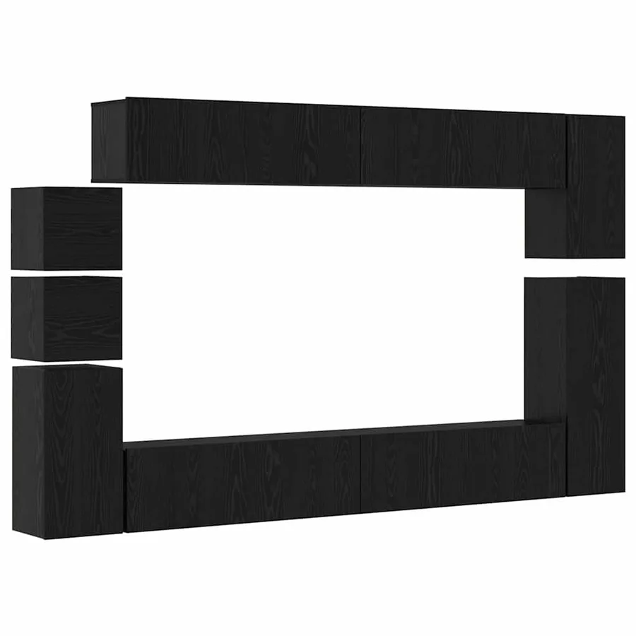 Ensemble meuble TV 9 pcs Chêne noir Bois d'ingénierie - 2