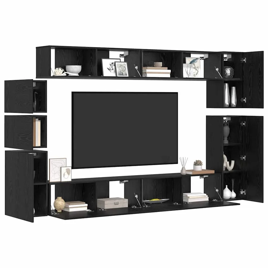 Ensemble meuble TV 9 pcs Chêne noir Bois d'ingénierie - 3