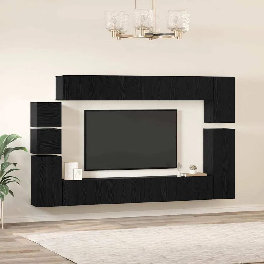 Ensemble meuble TV 9 pcs Chêne noir Bois d'ingénierie - 4