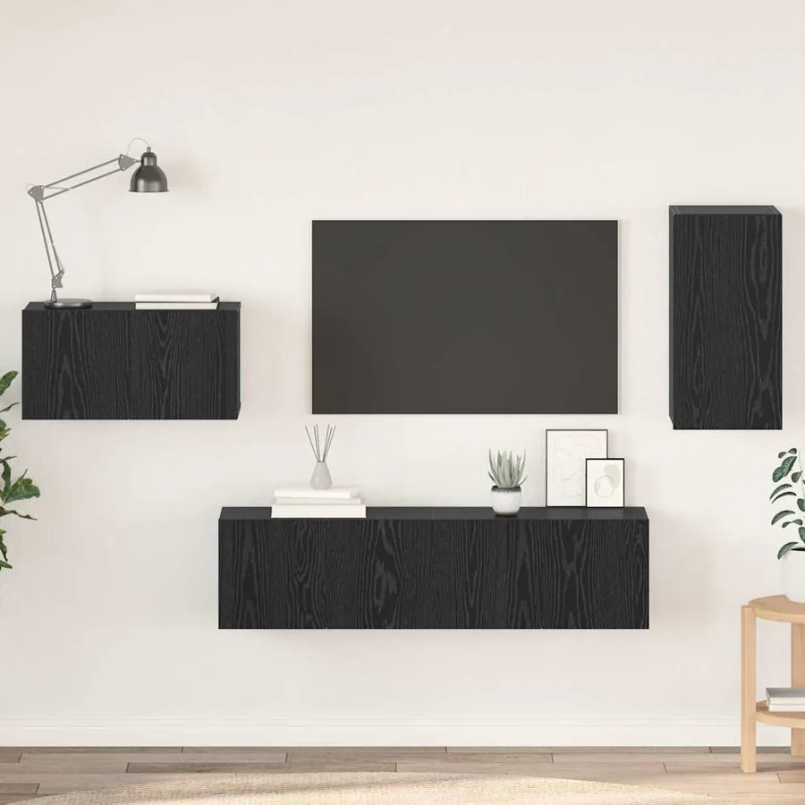 Ensemble meuble TV avec tiroir Chêne noir Bois d'ingénierie