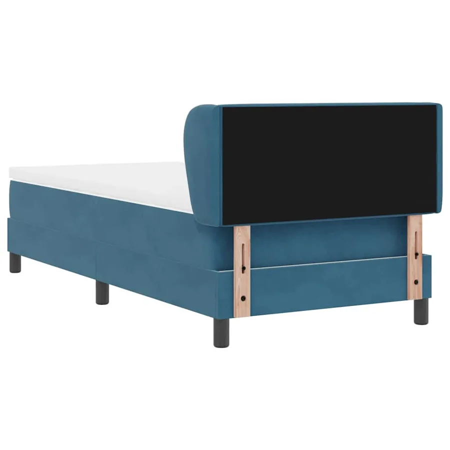 Lit à ressorts avec tête de lit Bleu foncé 100 x 200 cm Velours - 9