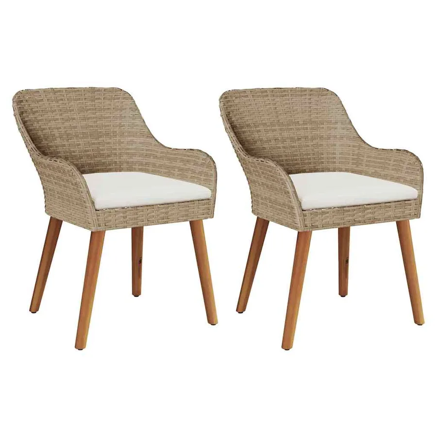 Chaise de jardin 2 pcs Beige 62,5 x 55 x 82 cm polyrotin - 2
