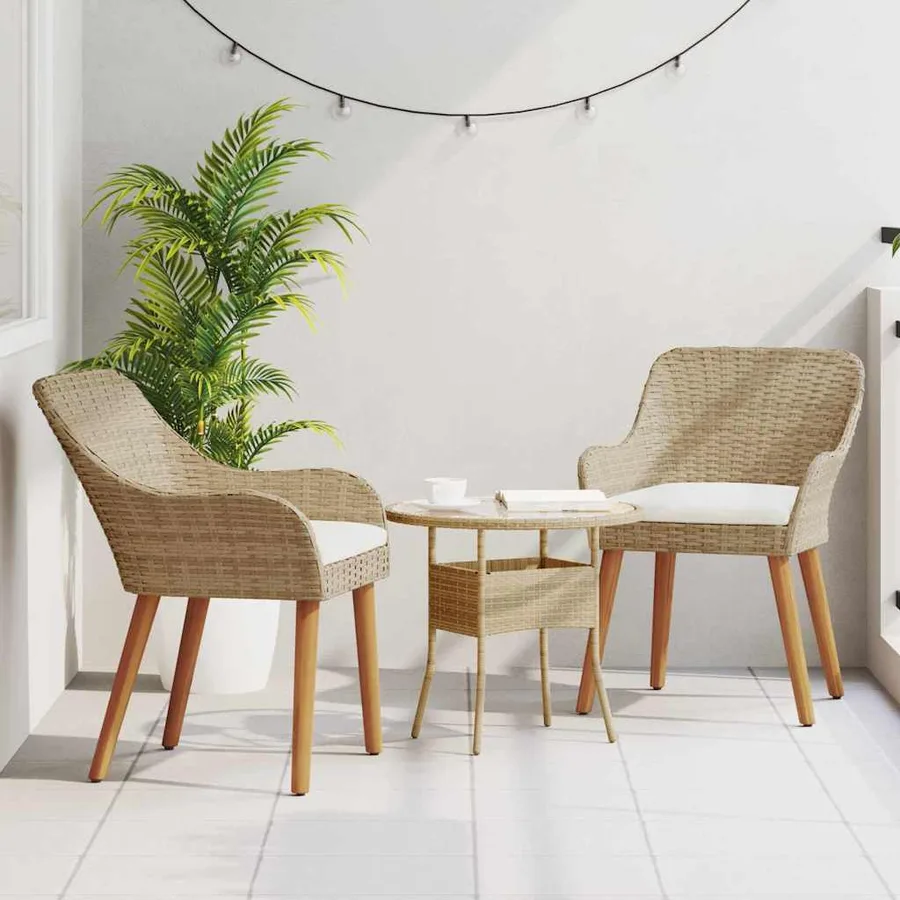 Chaise de jardin 2 pcs Beige 62,5 x 55 x 82 cm polyrotin - 3