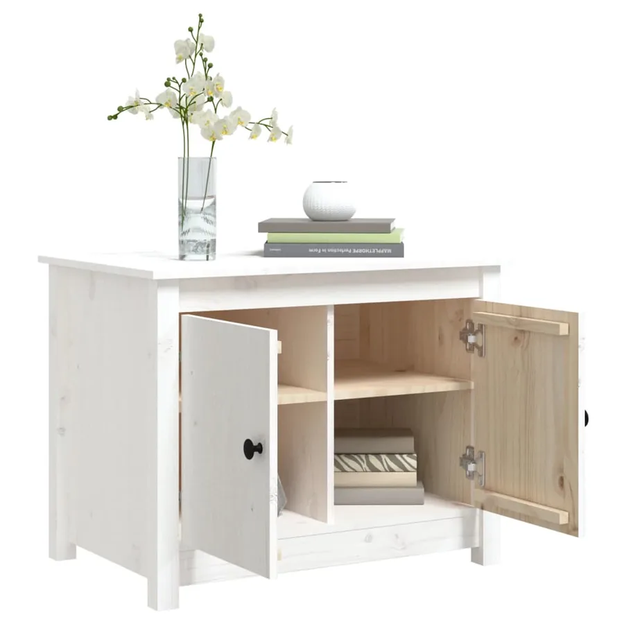 Table basse Blanc 71x49x55 cm Bois massif de pin - 5