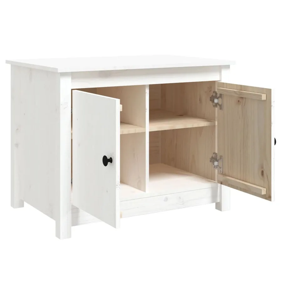 Table basse Blanc 71x49x55 cm Bois massif de pin - 7