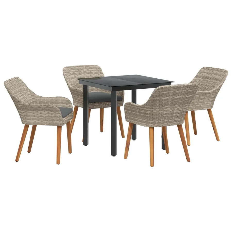 Ensemble de salle à manger pour jardin 5 pcs Gris clair - 2