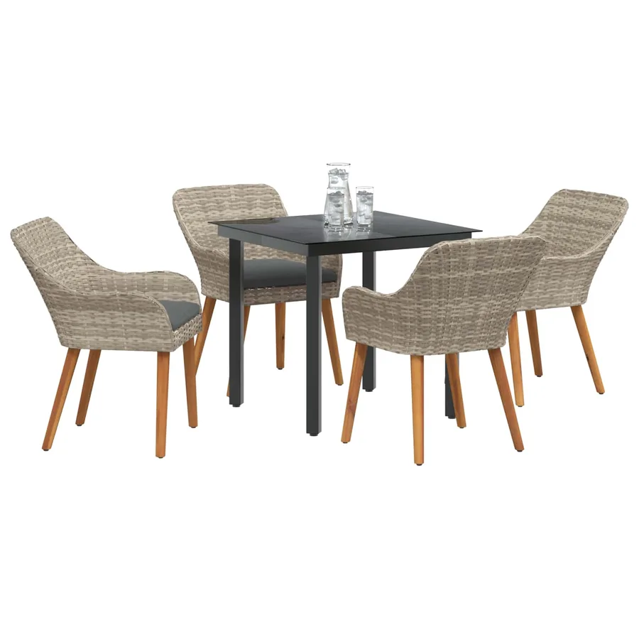 Ensemble de salle à manger pour jardin 5 pcs Gris clair - 3