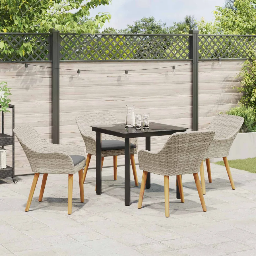 Ensemble de salle à manger pour jardin 5 pcs Gris clair - 4