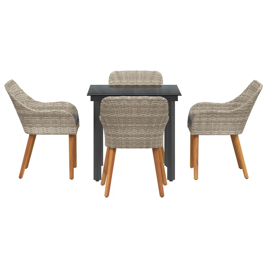 Ensemble de salle à manger pour jardin 5 pcs Gris clair - 7
