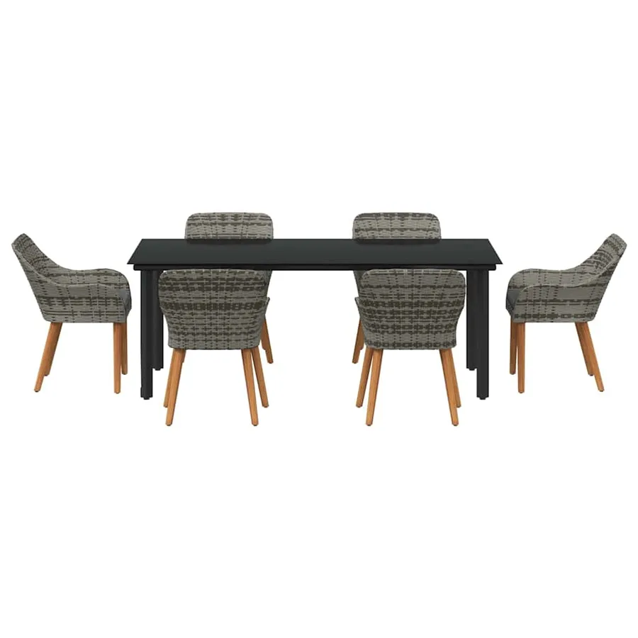 Ensemble de salle à manger pour jardin 7 pcs Gris polyrotin - 7