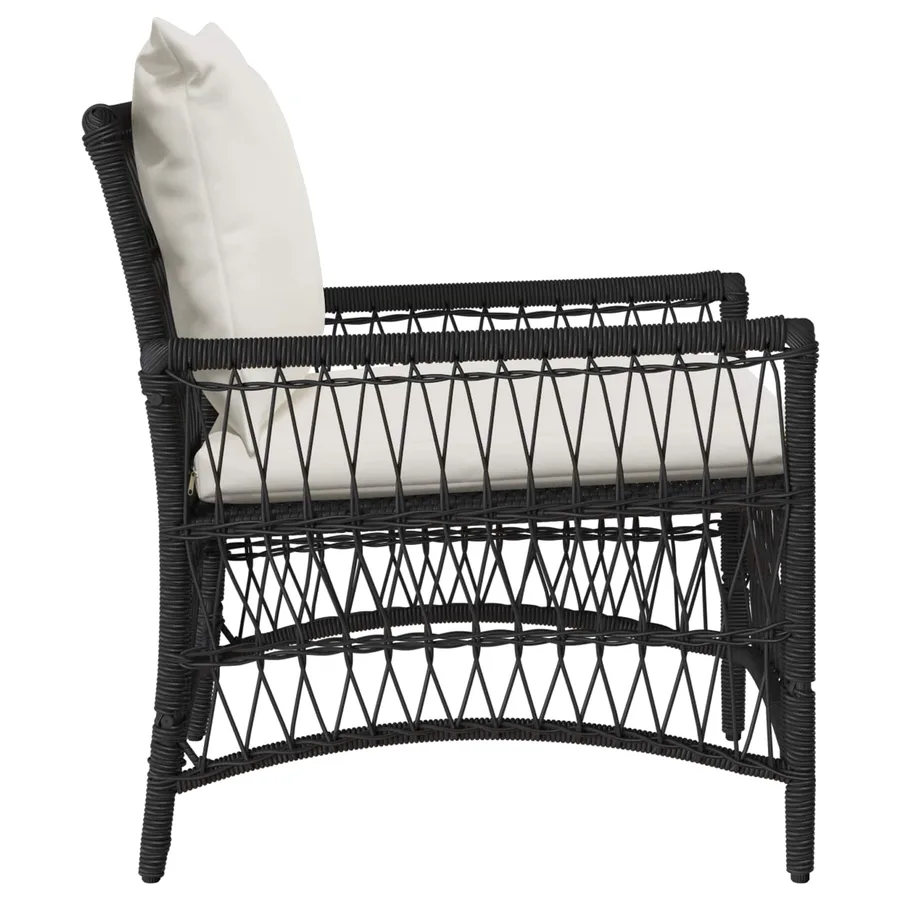 Chaise de jardin avec coussin Noir 73 x 61 x 77 cm polyrotin - 5