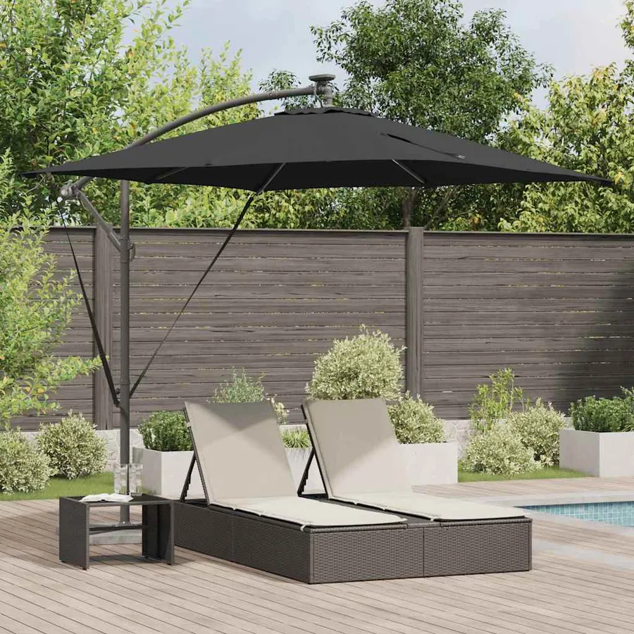Parasol Noir 249 x 249 x 250 cm Polyester et Aluminium