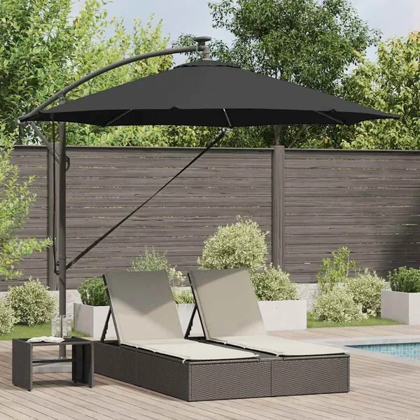 Parasol 294 x 294 x 248 cm Polyester et Aluminium Noir