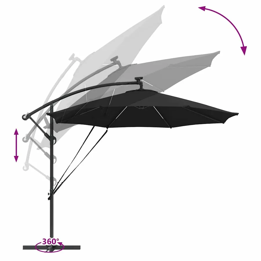 Parasol 294 x 294 x 248 cm Polyester et Aluminium Noir - 13