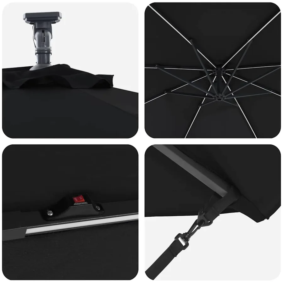 Parasol 294 x 294 x 248 cm Polyester et Aluminium Noir - 9