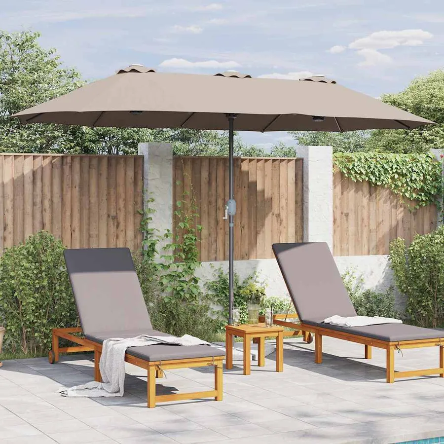 Parasol de jardin Taupe 370 x 197 x 239 cm - 4