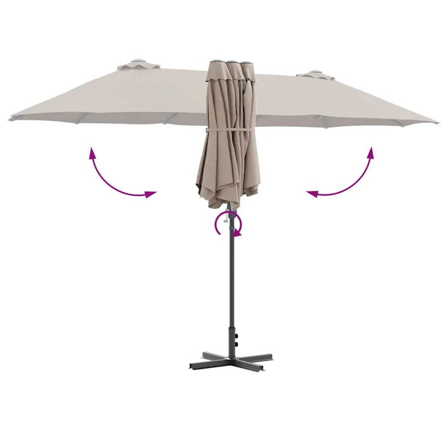 Parasol de jardin Taupe 370 x 197 x 239 cm - 8