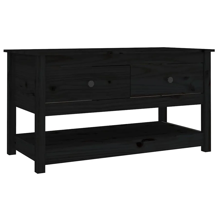 Table basse Noir 102x49x55 cm Bois massif de pin - 2