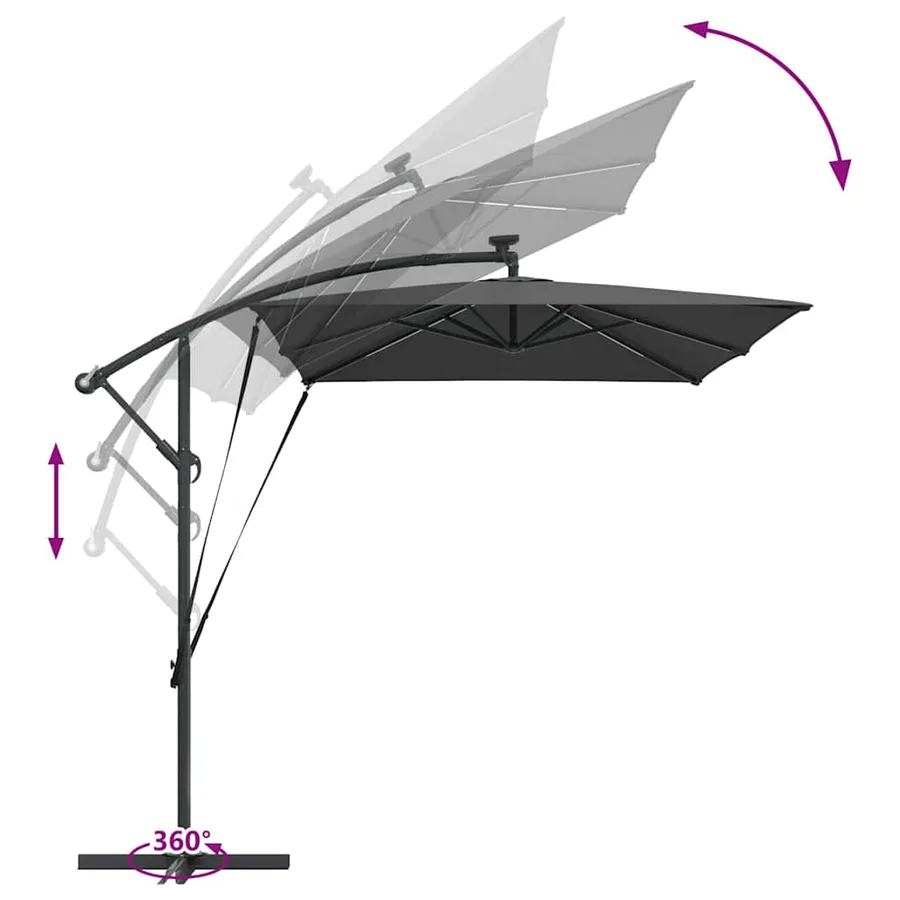 Parasol Anthracite 294 x 200 x 270 cm Polyester et Aluminium - 13