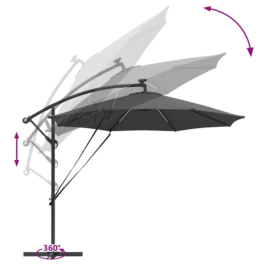 Parasol Anthracite 294 x 294 x 248 cm Polyester et Aluminium - 13