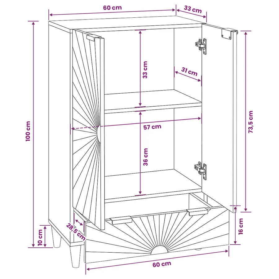 Meuble d'appoint avec tiroir Noir et or 60 x 33,5 x 100 cm - 12