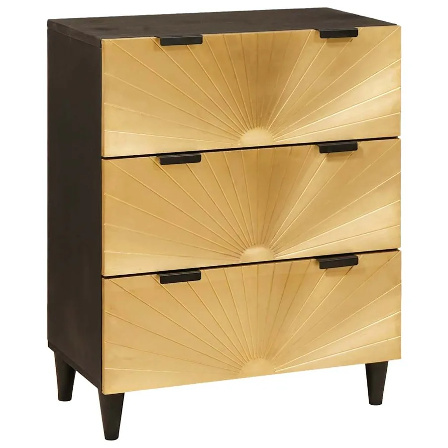 Ensemble de buffet 2 pcs Noir et laiton 120 x 33 x 75 cm - 3