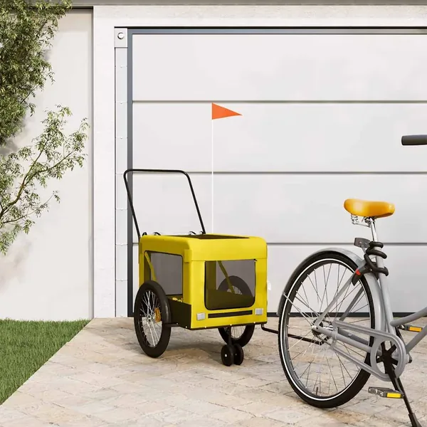 Remorque de vélo pour animaux de compagnie jaune et noir