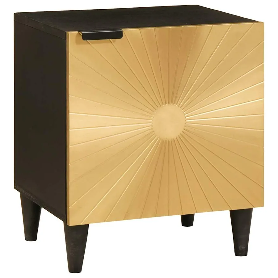 Table de chevet Noir et or 40 x 33 x 46 cm Bois d'ingénierie