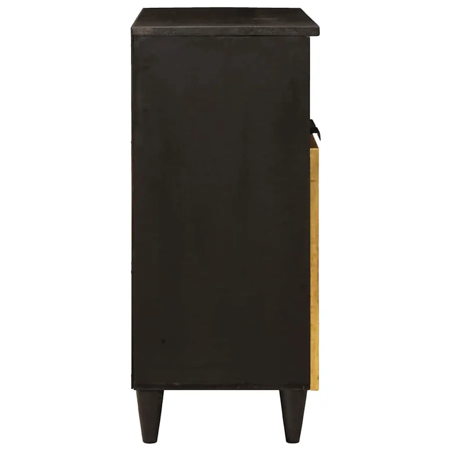 Buffet Noir et or 60 x 33 x 75 cm Bois de mangue massif - 4