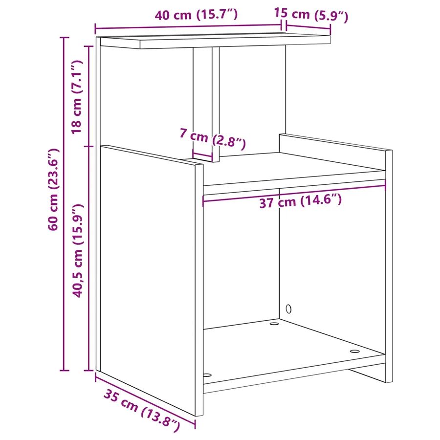 Cabinet de chevet Chêne artisanal 40 x 35 x 60 cm - 14