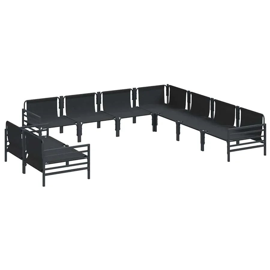 Ensemble de canapé de jardin avec coussin 9 pcs Noir Acier - 6