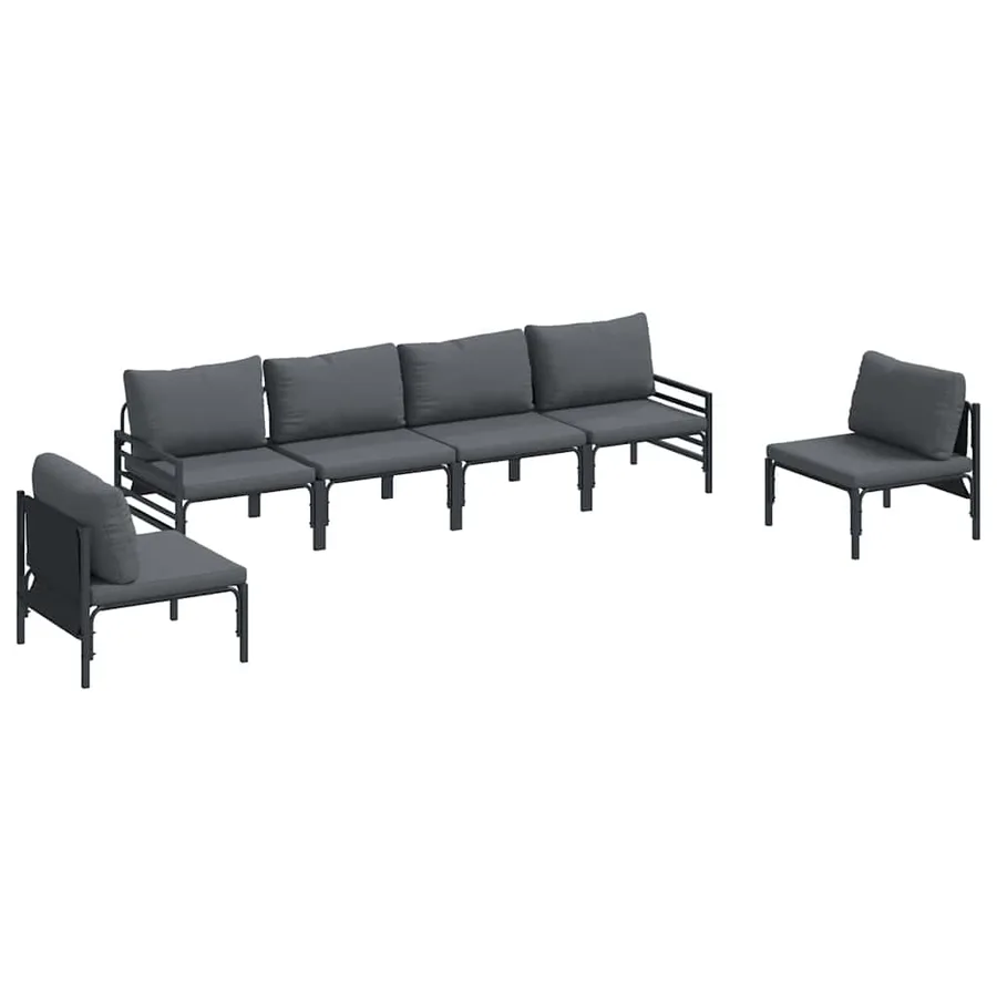 Ensemble de canapé de jardin avec coussin 6 pcs Noir Acier - 2