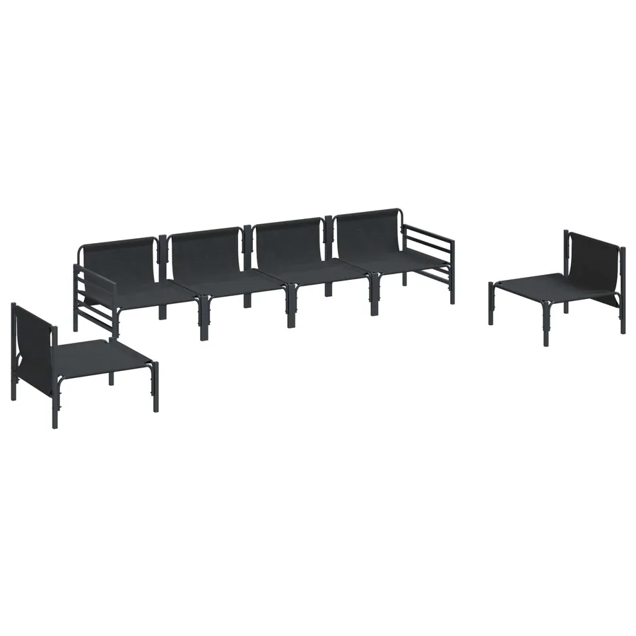 Ensemble de canapé de jardin avec coussin 6 pcs Noir Acier - 5