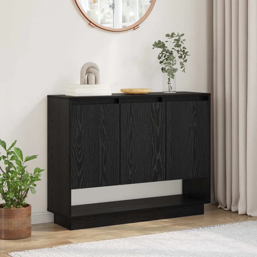 Buffet Chêne noir 97 x 29 x 75 cm Bois d'ingénierie