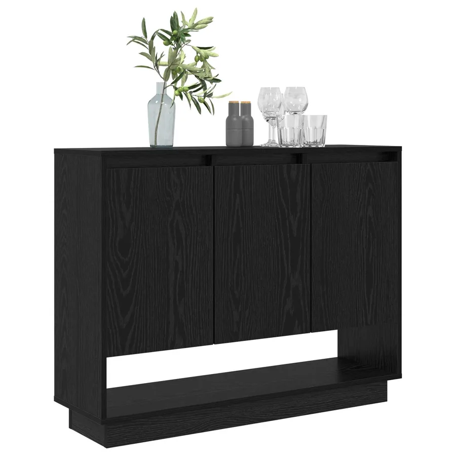 Buffet Chêne noir 97 x 29 x 75 cm Bois d'ingénierie - 3