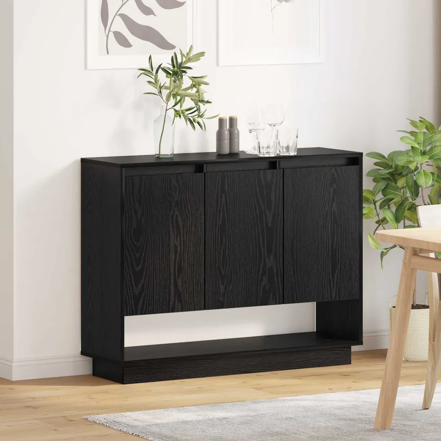 Buffet Chêne noir 97 x 29 x 75 cm Bois d'ingénierie - 4