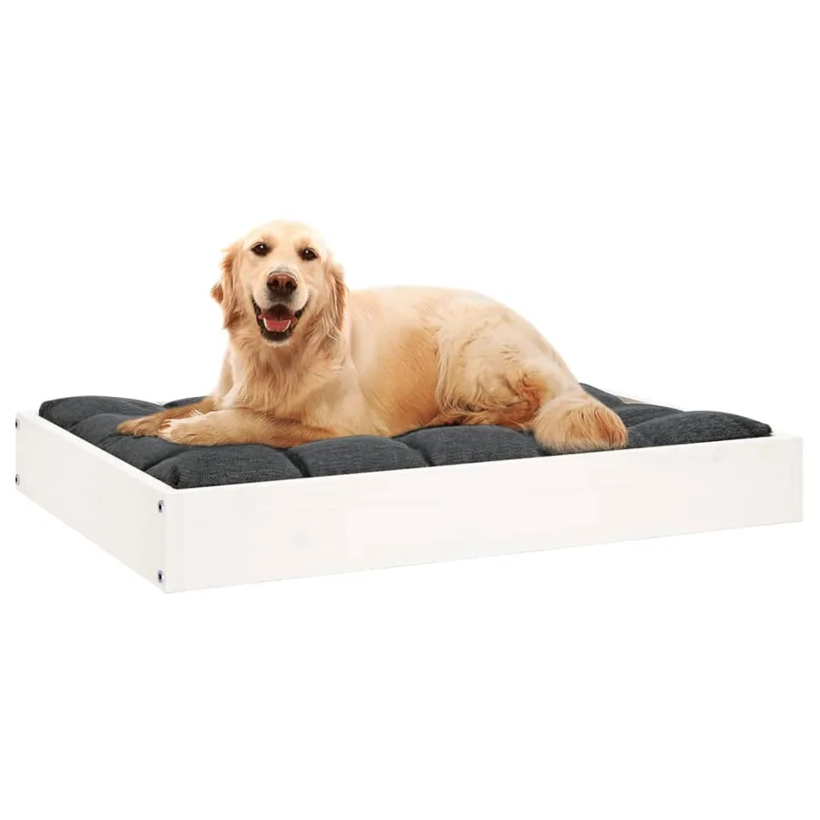 Lit pour chien Blanc 71,5x54x9 cm Bois de pin solide - 6