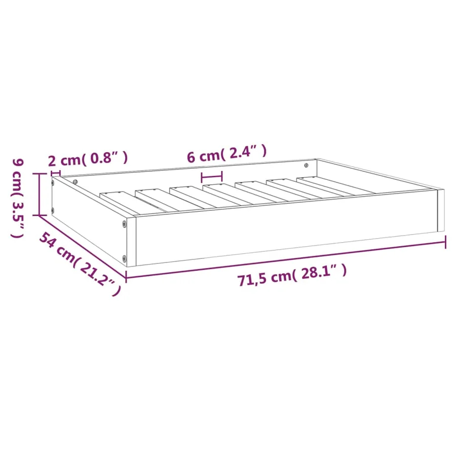 Lit pour chien Blanc 71,5x54x9 cm Bois de pin solide - 8
