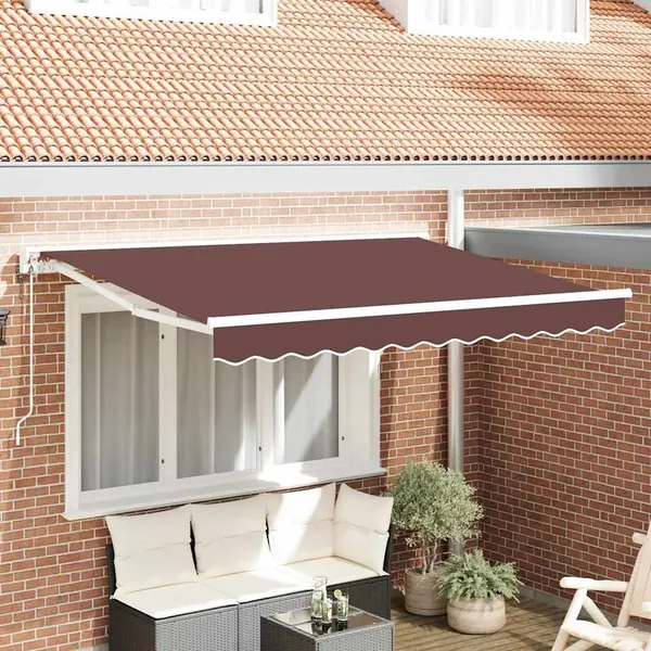 Cadre d'auvent Marron 250 x 200 cm Polyester avec revêtement PU