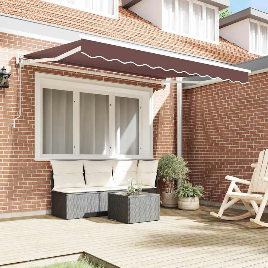 Cadre d'auvent Marron 250 x 200 cm Polyester avec revêtement PU - 3