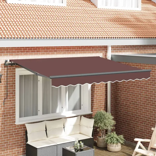 Auvent Rétractable Marron 300 x 200 cm tissu