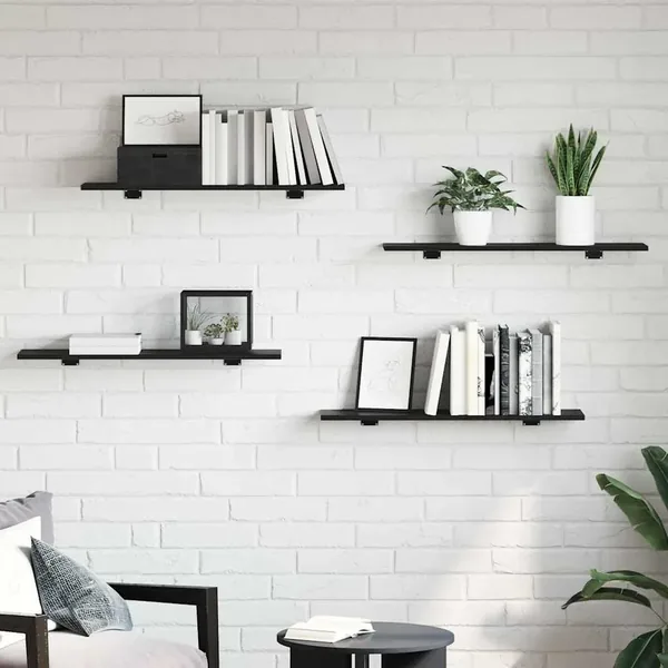 Étagère à livres 4 pcs Noir 80 x 20 x 1,5 cm Bois d'ingénierie