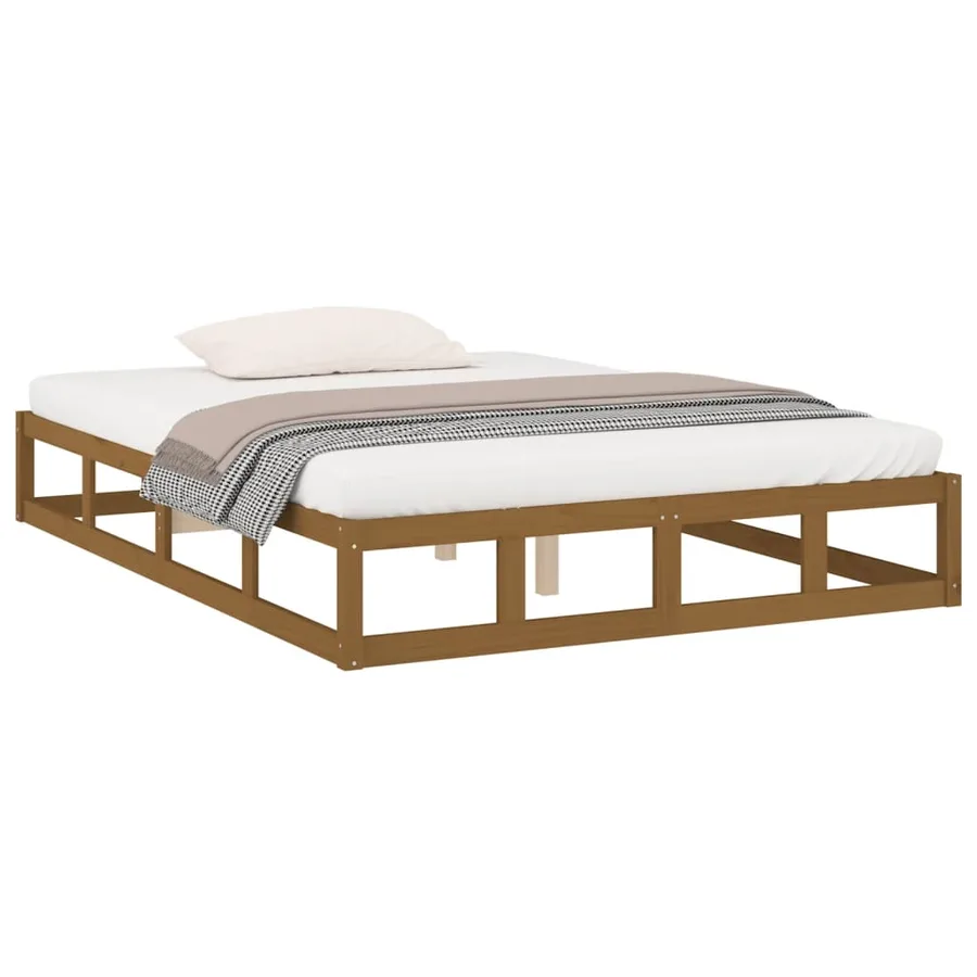 Cadre de lit sans matelas marron miel 120x190 cm bois massif - 3