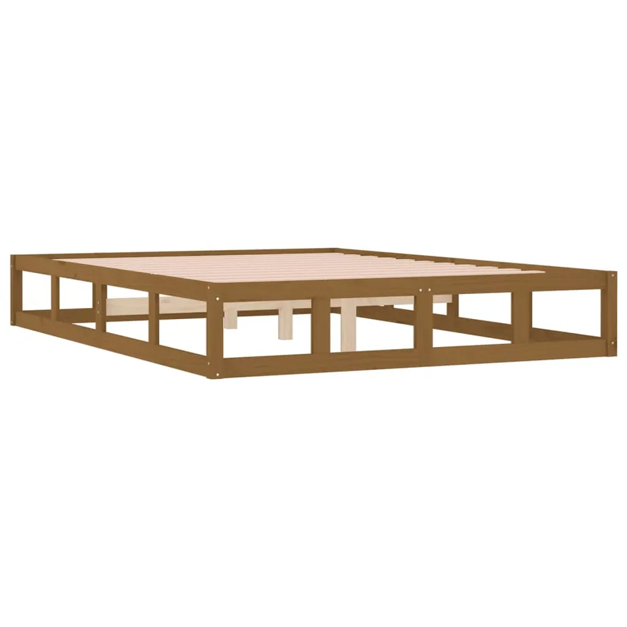 Cadre de lit sans matelas marron miel 120x190 cm bois massif - 4