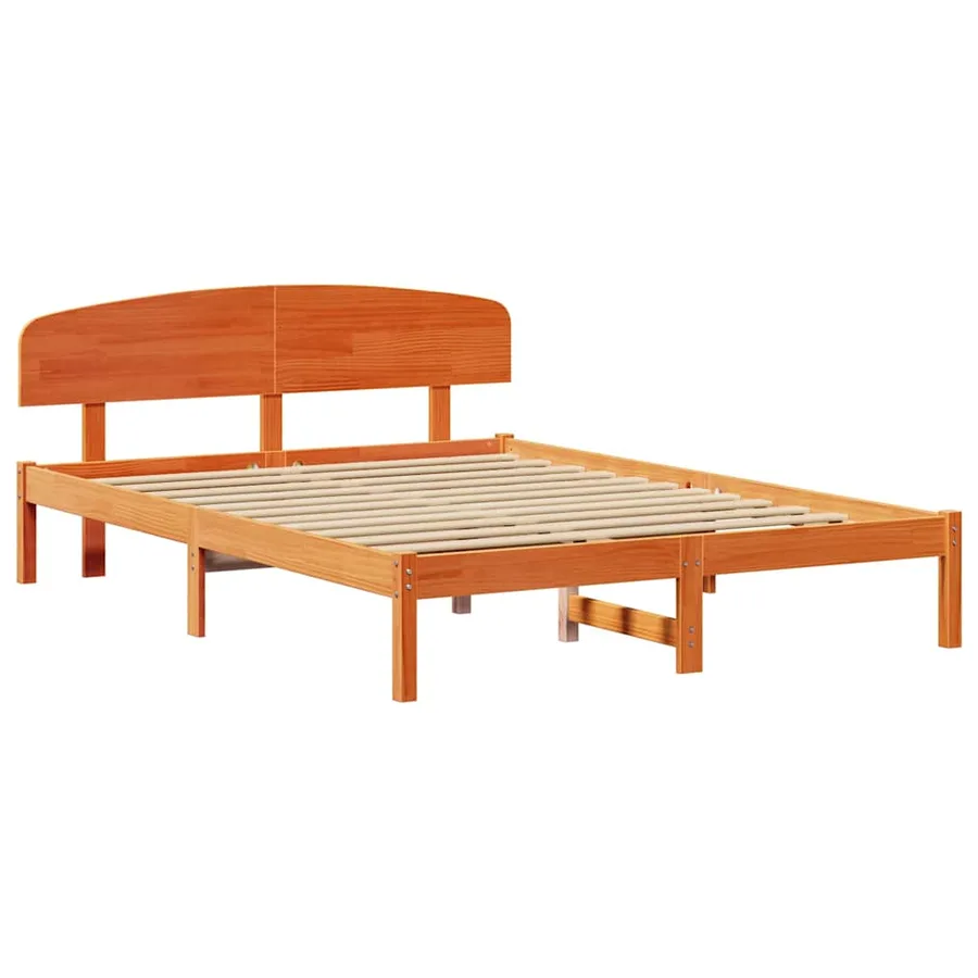 Cadre de lit avec tête de lit Brun cire 150 x 200 cm Pin massif - 4