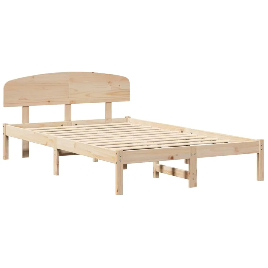 Cadre de lit avec tête de lit Naturel 140 x 190 cm Pin massif - 4