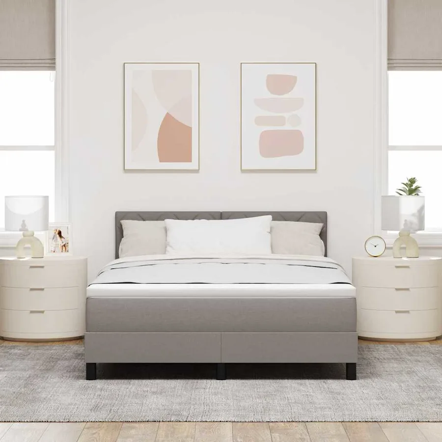 Lit à ressorts avec tête de lit Taupe 160 x 200 cm tissu - 3