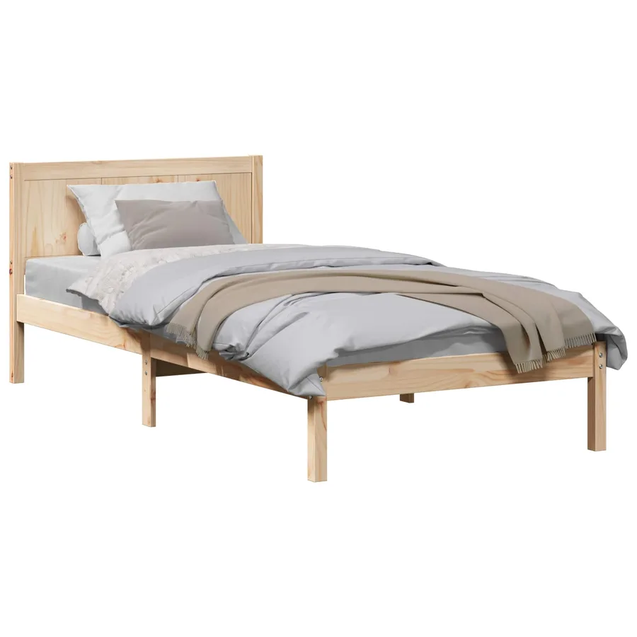 Cadre de lit Marron 75 x 190 cm Bois de pin massif - 2